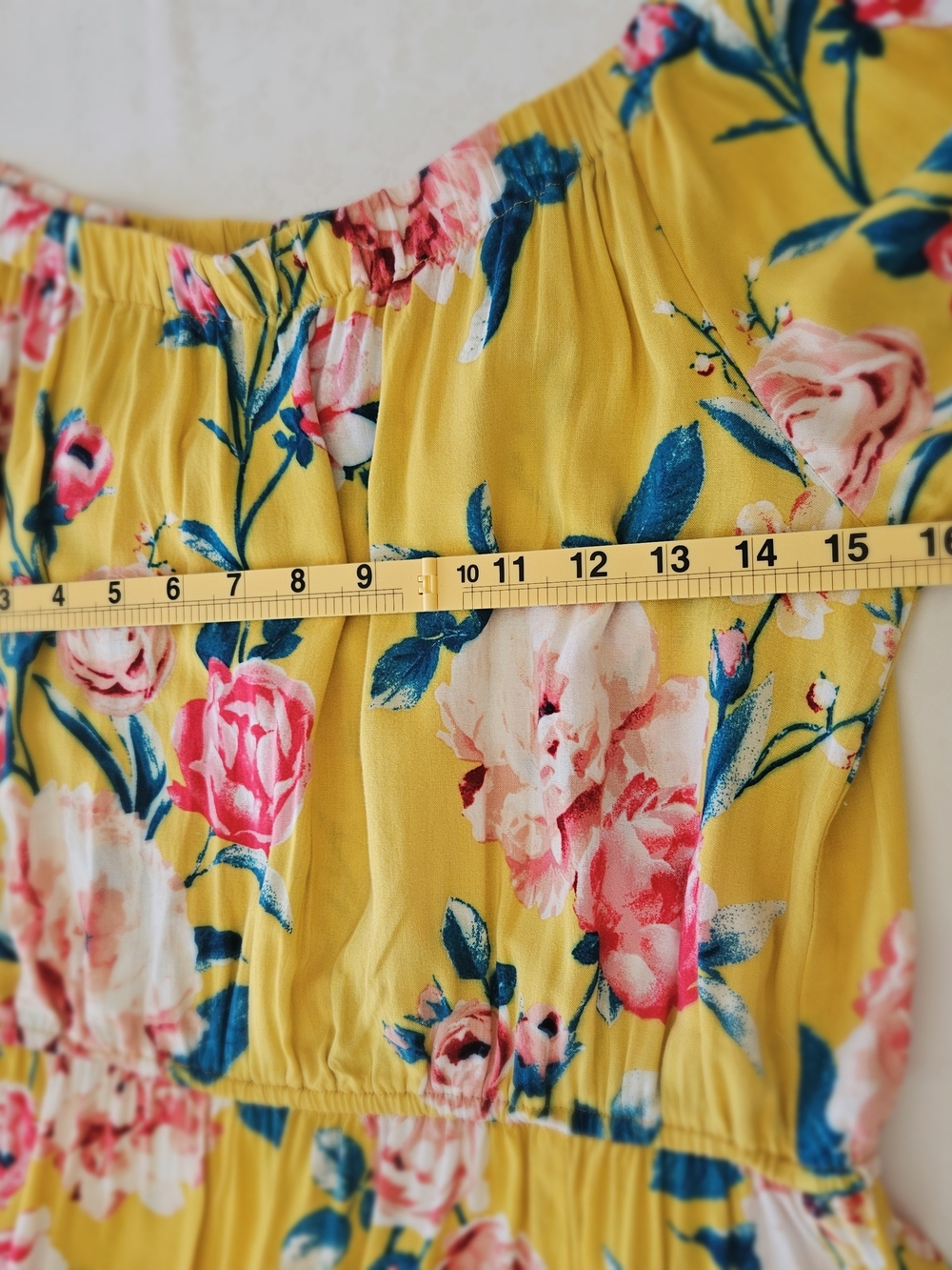 Band of Gypsies Yellow Floral Off Shoulder Maxi Dress L - Picture 11 of 16